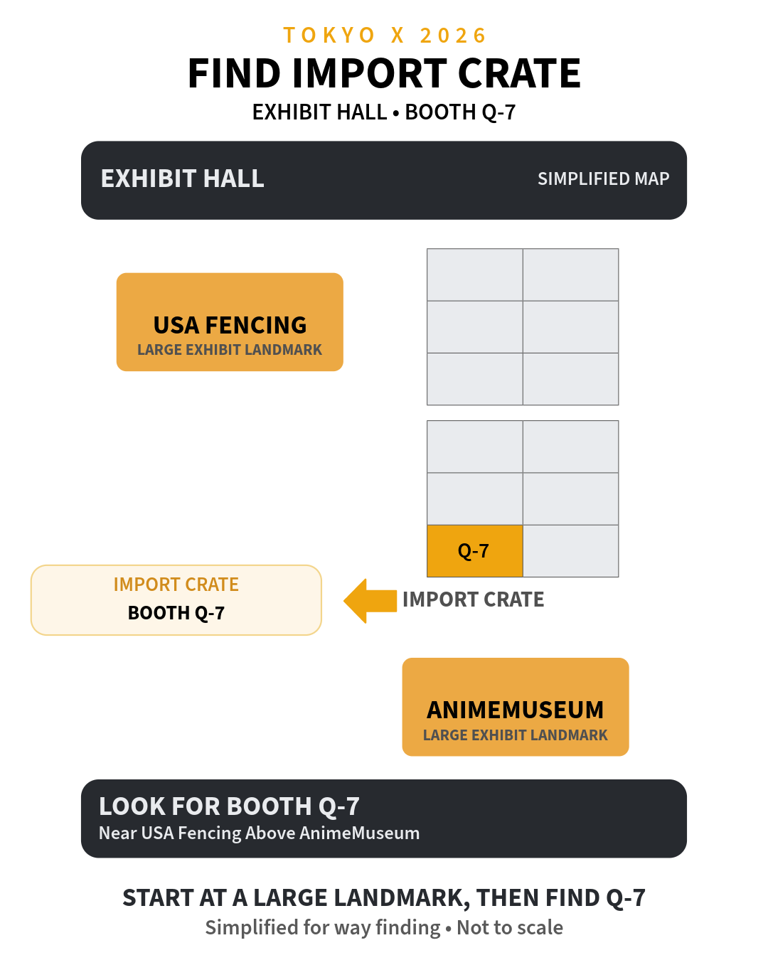 Actual Tokyo X floor plan showing the exact location of Import Crate